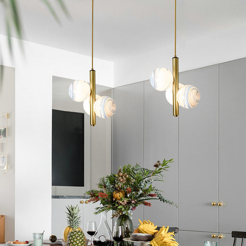 Moderno lampadario lineare minimalista lampadario sferico in vetro smerigliato 3 lampadario soffitto leggero