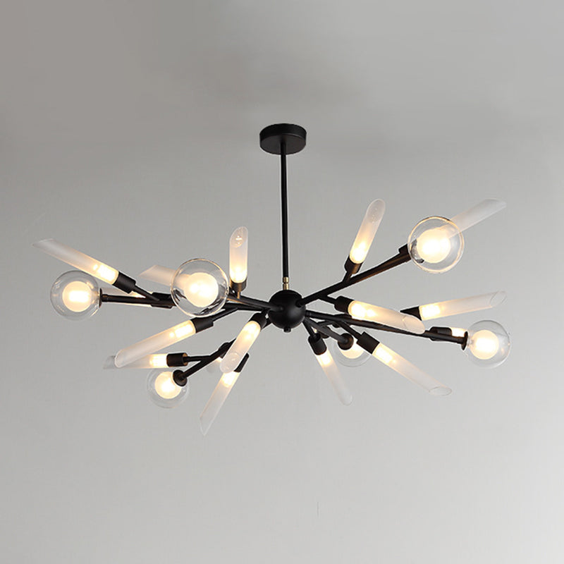 Post-Modern Metal Starburst Hanging Chandelier Light Glass Shade Ceiling Chandelier for Living Room