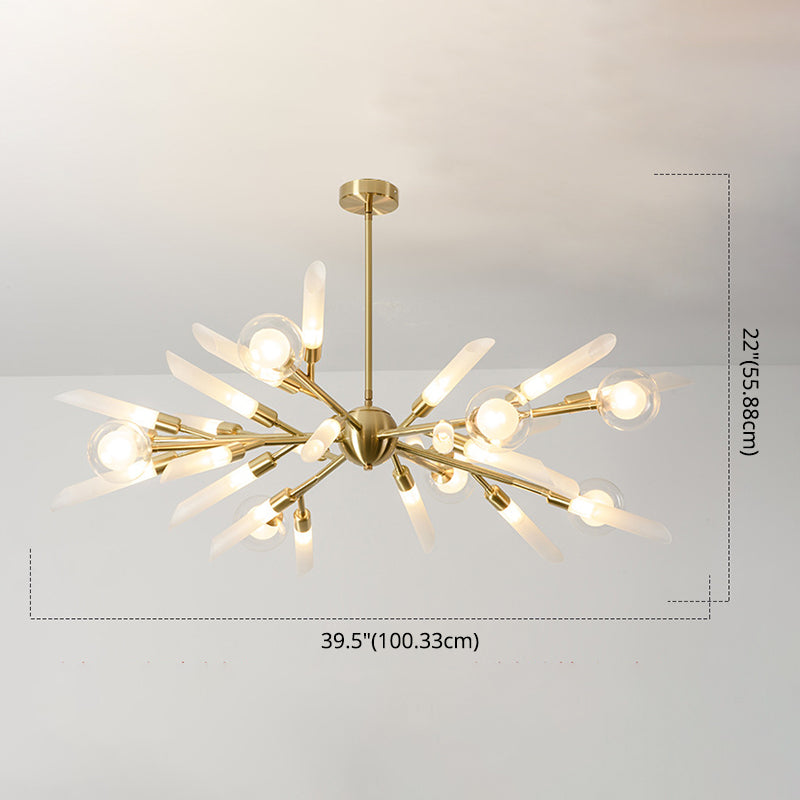 Post-Modern Metal Starburst Hanging Chandelier Light Glass Shade Ceiling Chandelier for Living Room
