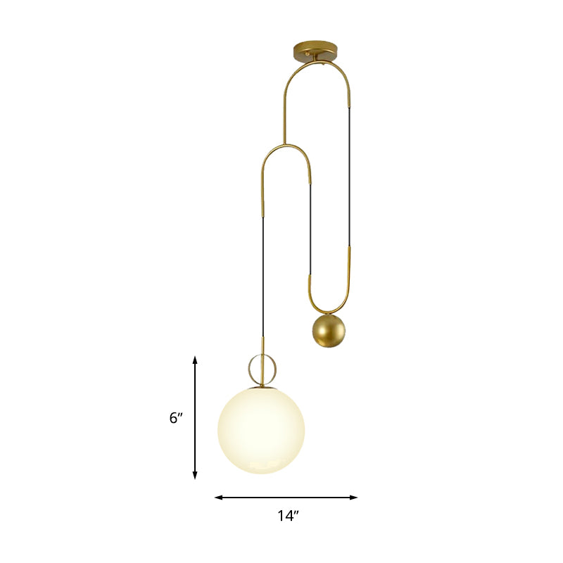 Sphère pendentif éclairage moderne verre blanc 1 chambre à coucher
