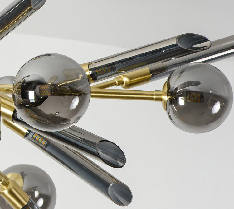 Post-Modern Metal Starburst Hanging Chandelier Light Glass Shade Ceiling Chandelier for Living Room