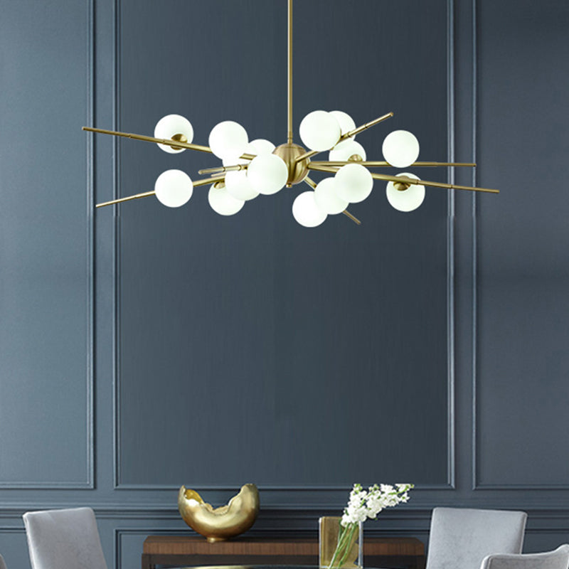 Modern Starburst Hanging Chandelier Light Opal Glass Shade Ceiling Chandelier for Living Room