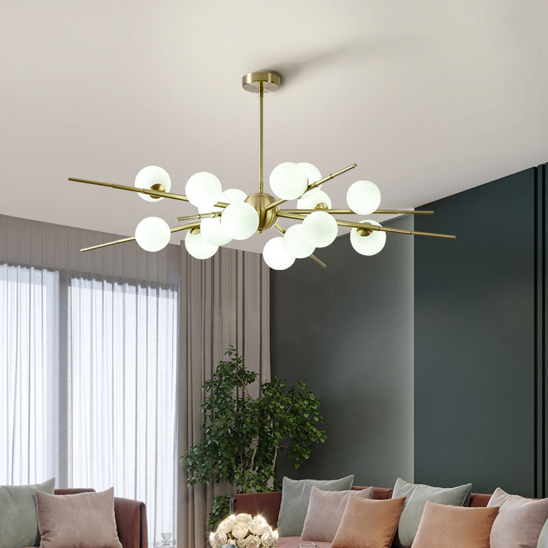 Modern Starburst Hanging Chandelier Light Opal Glass Shade Ceiling Chandelier for Living Room