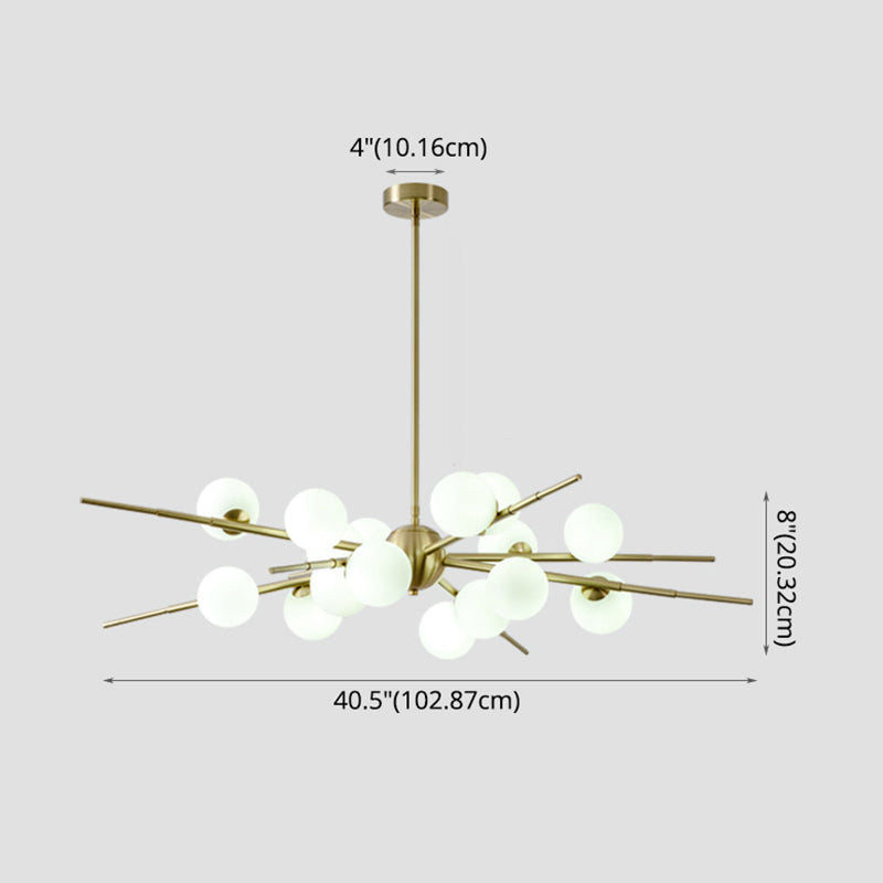Modern Starburst Hanging Chandelier Light Opal Glass Shade Ceiling Chandelier for Living Room