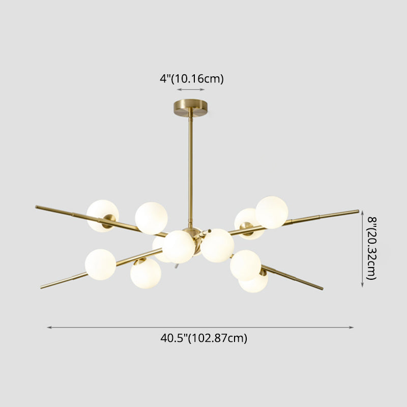 Modern Starburst Hanging Chandelier Light Opal Glass Shade Ceiling Chandelier for Living Room