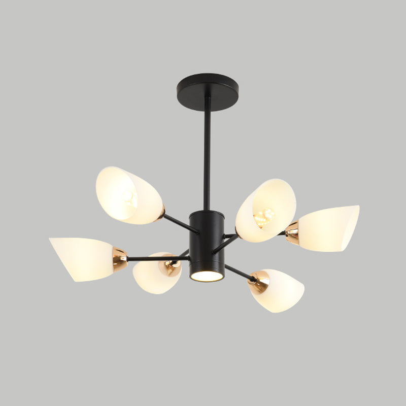 Modern Starburst Hanging Chandelier Light White Glass Shade Ceiling Chandelier for Living Room
