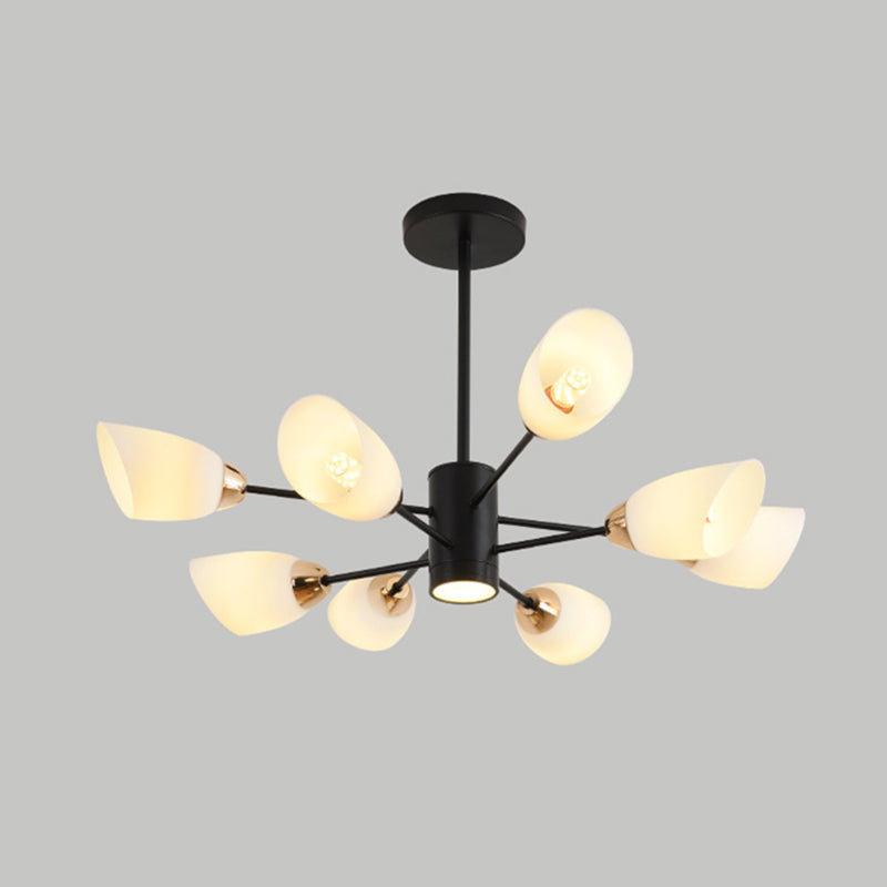 Modern Starburst Hanging Chandelier Light White Glass Shade Ceiling Chandelier for Living Room