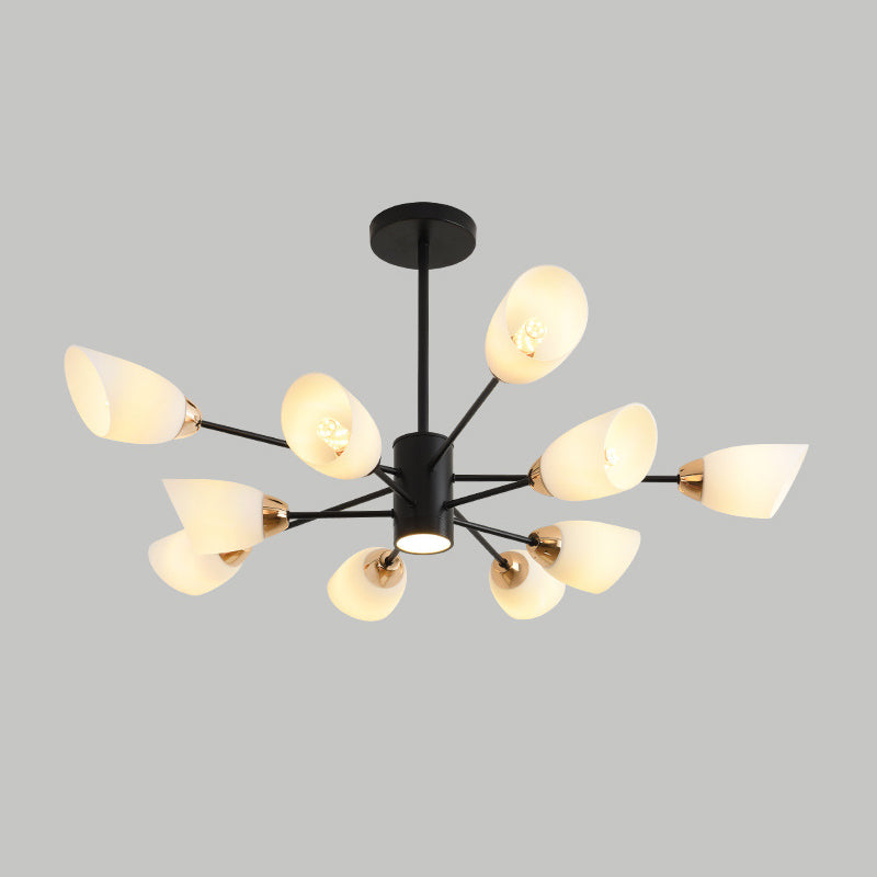 Modern Starburst Hanging Chandelier Light White Glass Shade Ceiling Chandelier for Living Room