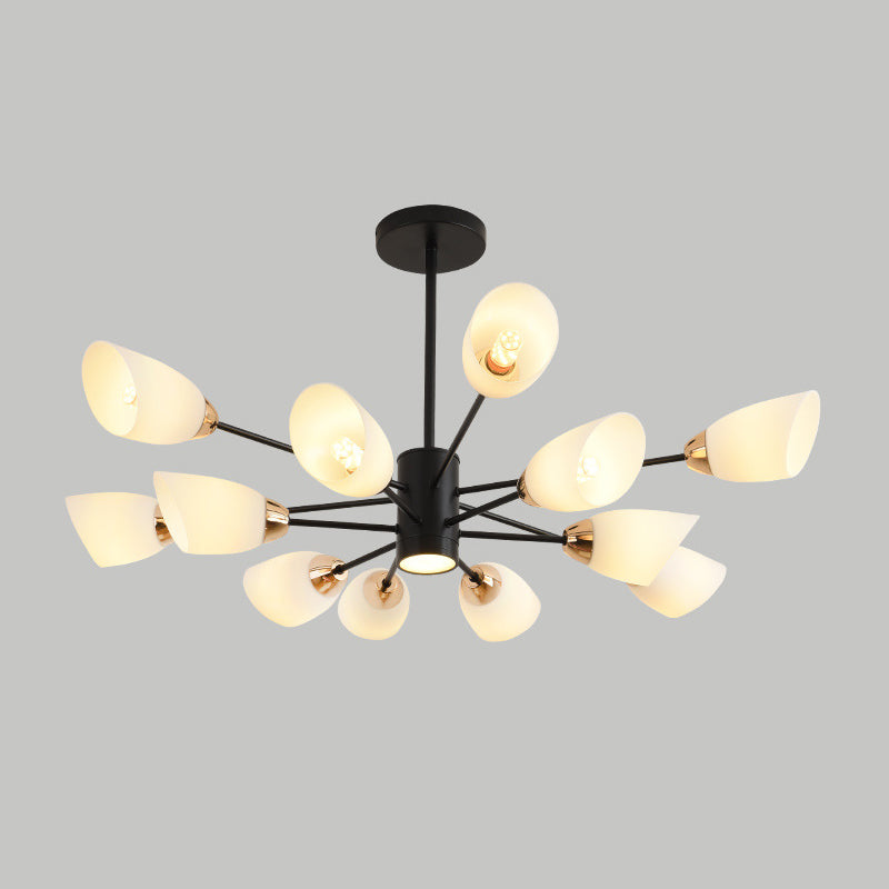 Modern Starburst Hanging Chandelier Light White Glass Shade Ceiling Chandelier for Living Room