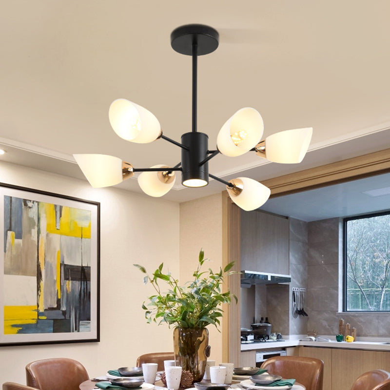 Modern Starburst Hanging Chandelier Light White Glass Shade Ceiling Chandelier for Living Room