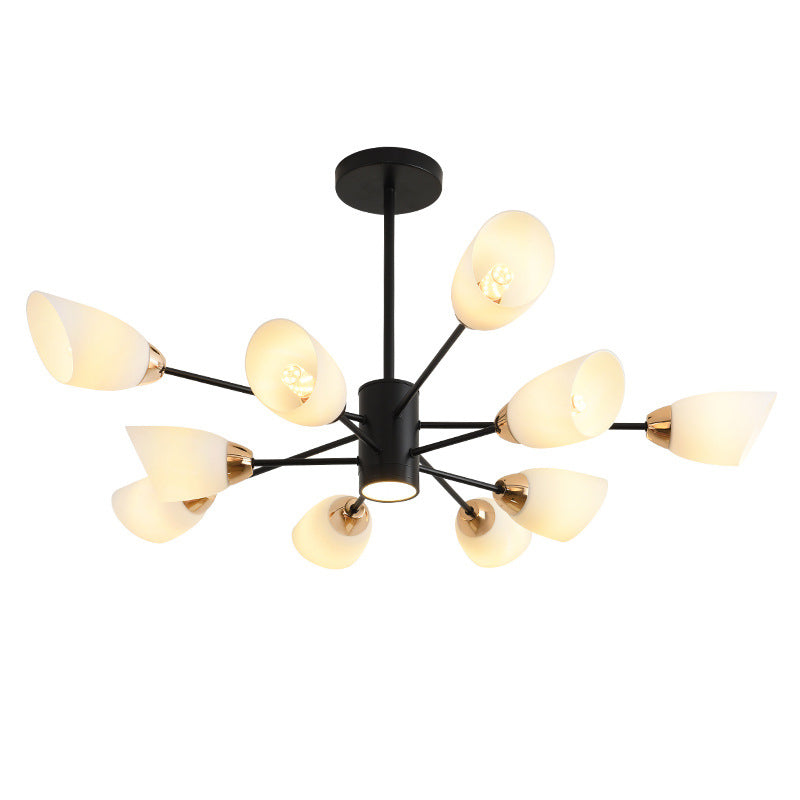 Modern Starburst Hanging Chandelier Light White Glass Shade Ceiling Chandelier for Living Room