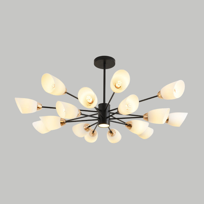 Modern Starburst Hanging Chandelier Light White Glass Shade Ceiling Chandelier for Living Room