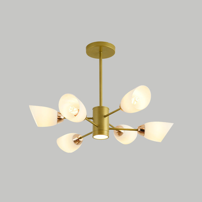 Modern Starburst Hanging Chandelier Light White Glass Shade Ceiling Chandelier for Living Room