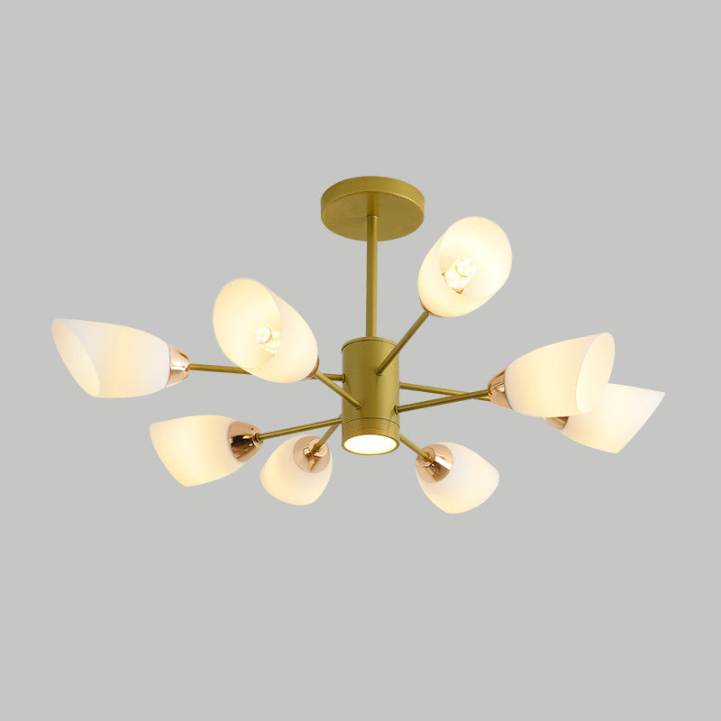 Modern Starburst Hanging Chandelier Light White Glass Shade Ceiling Chandelier for Living Room