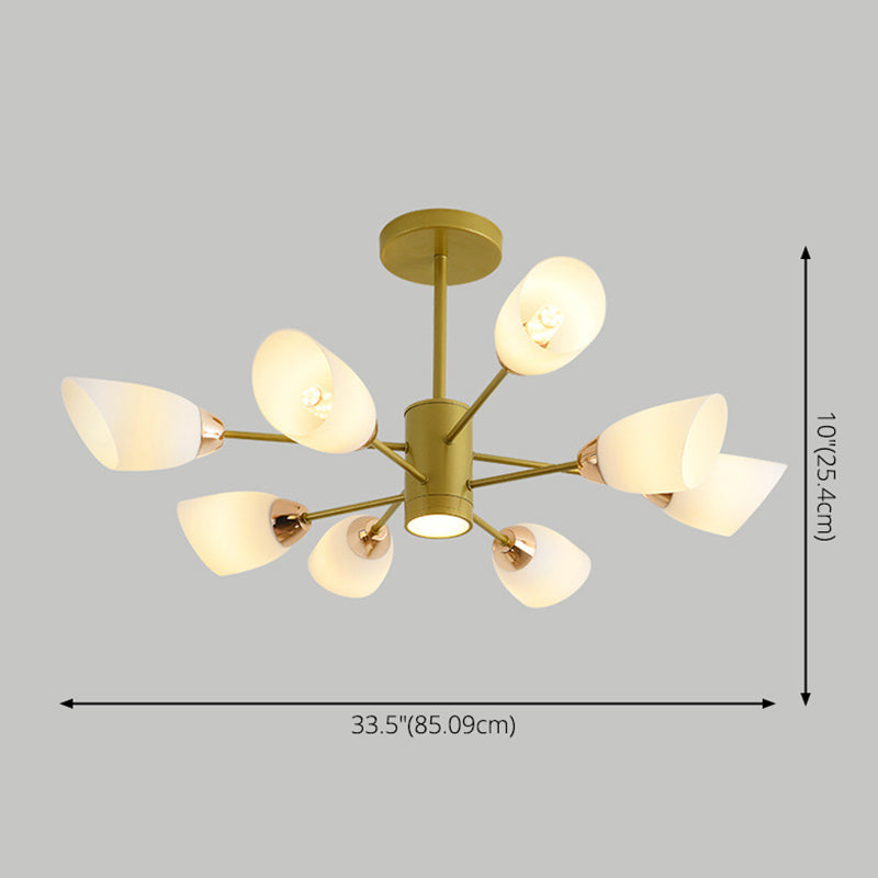 Modern Starburst Hanging Chandelier Light White Glass Shade Ceiling Chandelier for Living Room