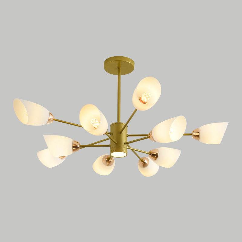 Modern Starburst Hanging Chandelier Light White Glass Shade Ceiling Chandelier for Living Room