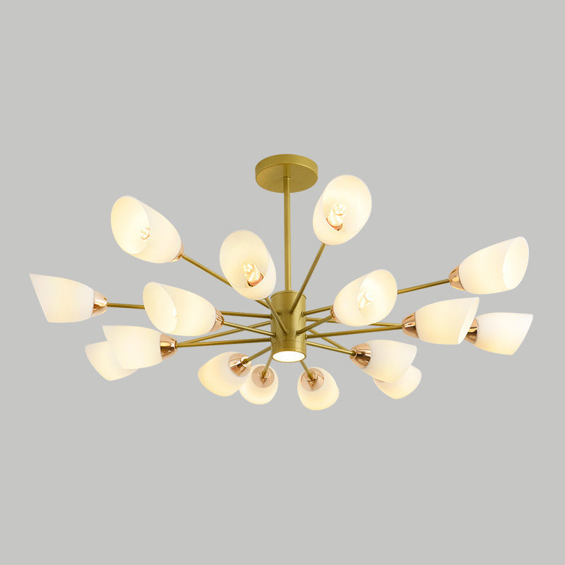 Modern Starburst Hanging Chandelier Light White Glass Shade Ceiling Chandelier for Living Room