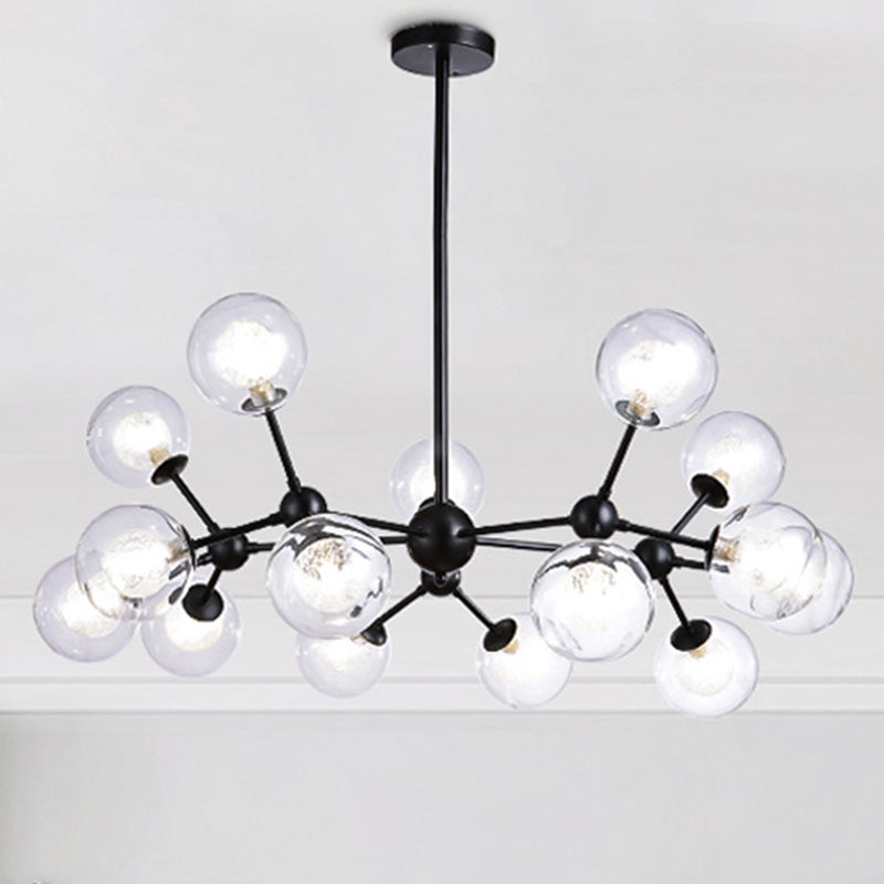 Black Branch Hanging Chandelier Light Modern Clear Glass Shade Ceiling Chandelier for Living Room