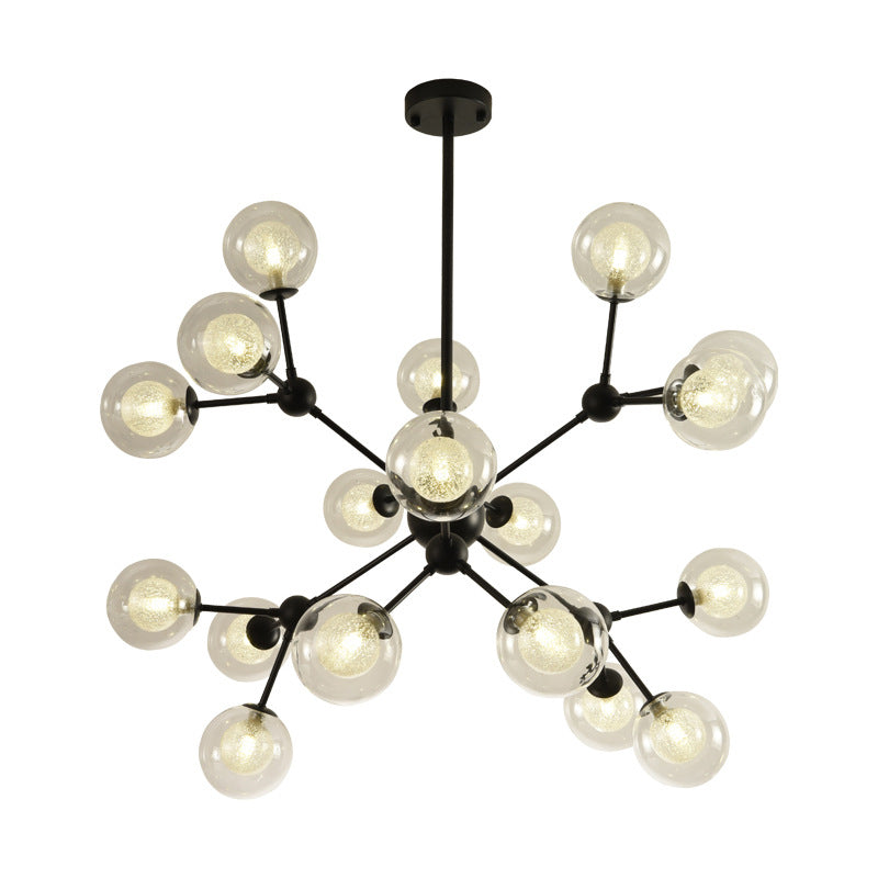 Black Branch Hanging Chandelier Light Modern Clear Glass Shade Ceiling Chandelier for Living Room