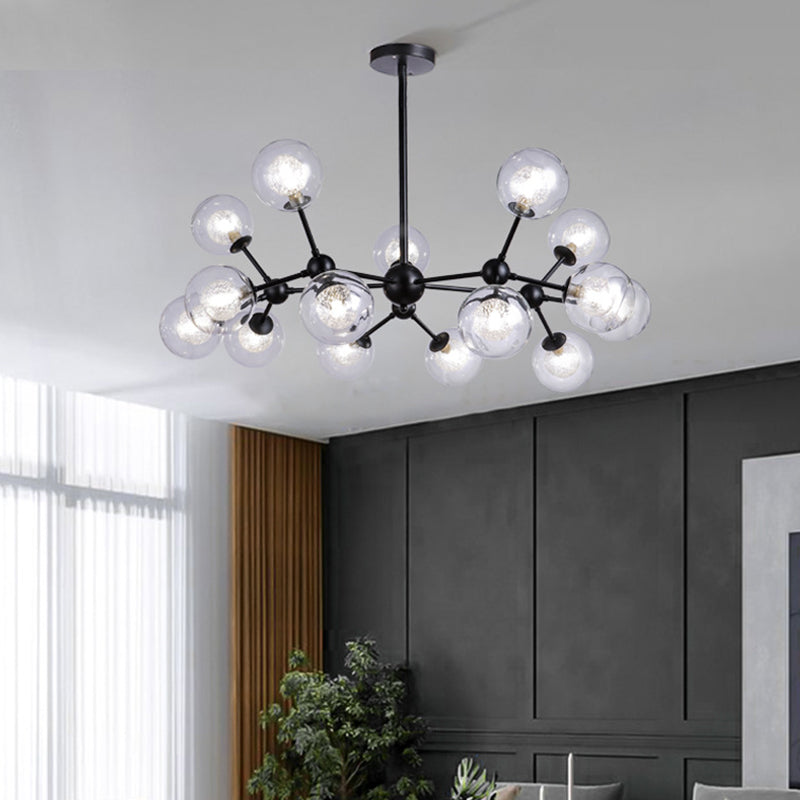 Black Branch Hanging Chandelier Light Modern Clear Glass Shade Ceiling Chandelier for Living Room