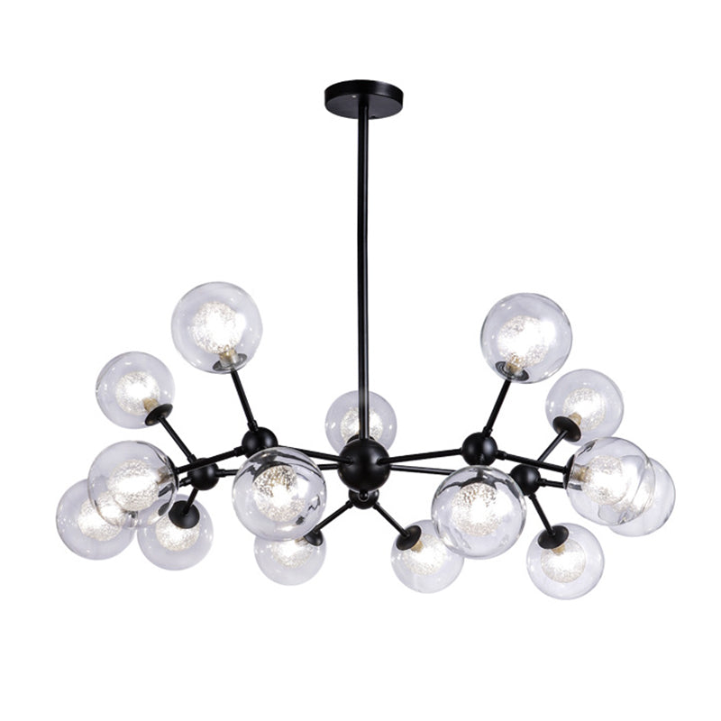 Black Branch Hanging Chandelier Light Modern Clear Glass Shade Ceiling Chandelier for Living Room