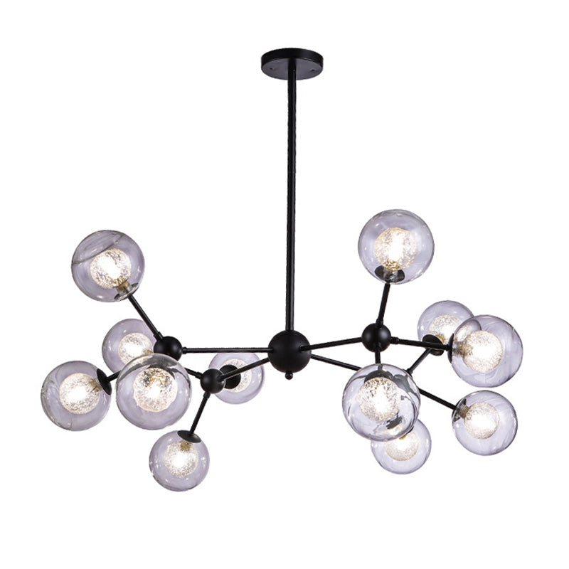 Black Branch Hanging Chandelier Light Modern Clear Glass Shade Ceiling Chandelier for Living Room