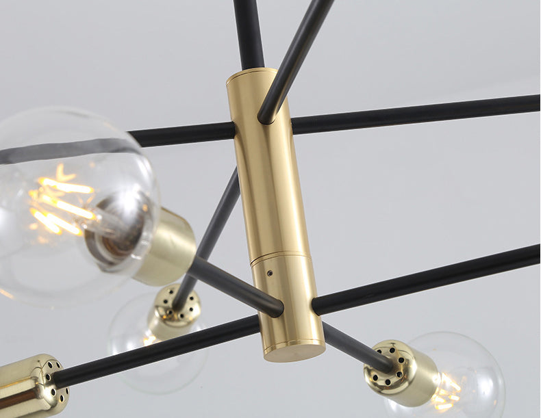 Lampaggio del lampadario molecolare nero Luce sospesa in vetro moderno per soggiorno per soggiorno