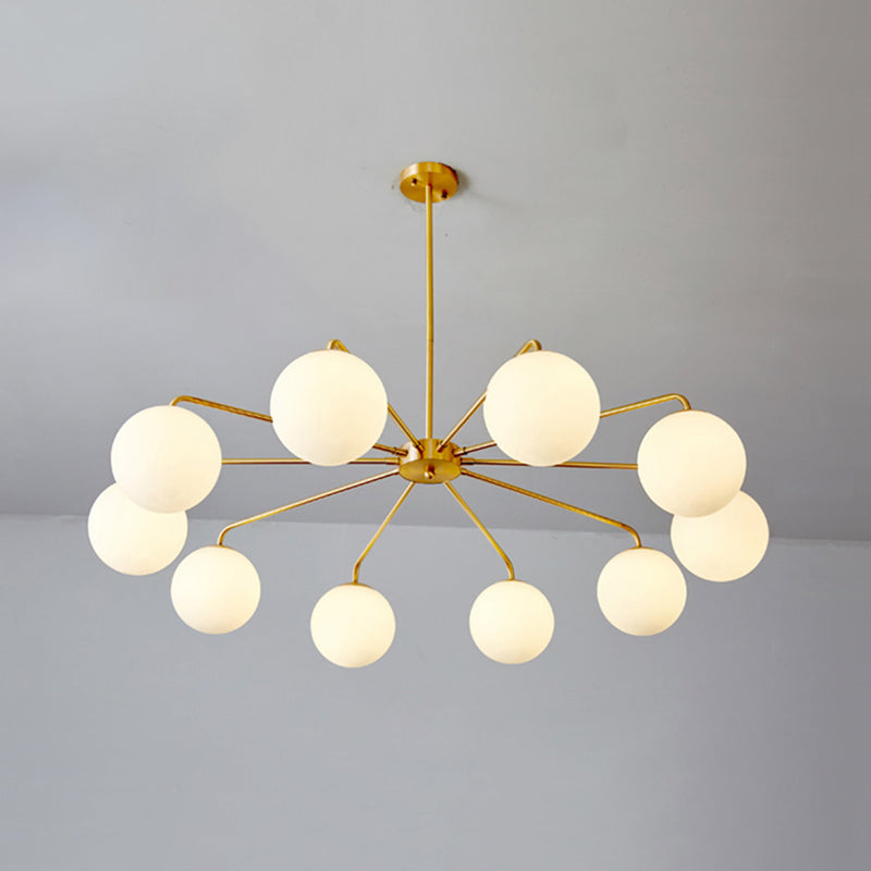 Post-Modern Minimalist Chandelier Light Fixture Spherical White Glass Ceiling Chandelier for Living Room