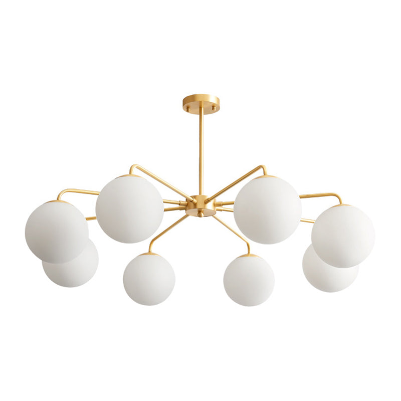 Post-Modern Minimalist Chandelier Light Fixture Spherical White Glass Ceiling Chandelier for Living Room