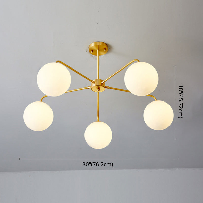 Post-Modern Minimalist Chandelier Light Fixture Spherical White Glass Ceiling Chandelier for Living Room
