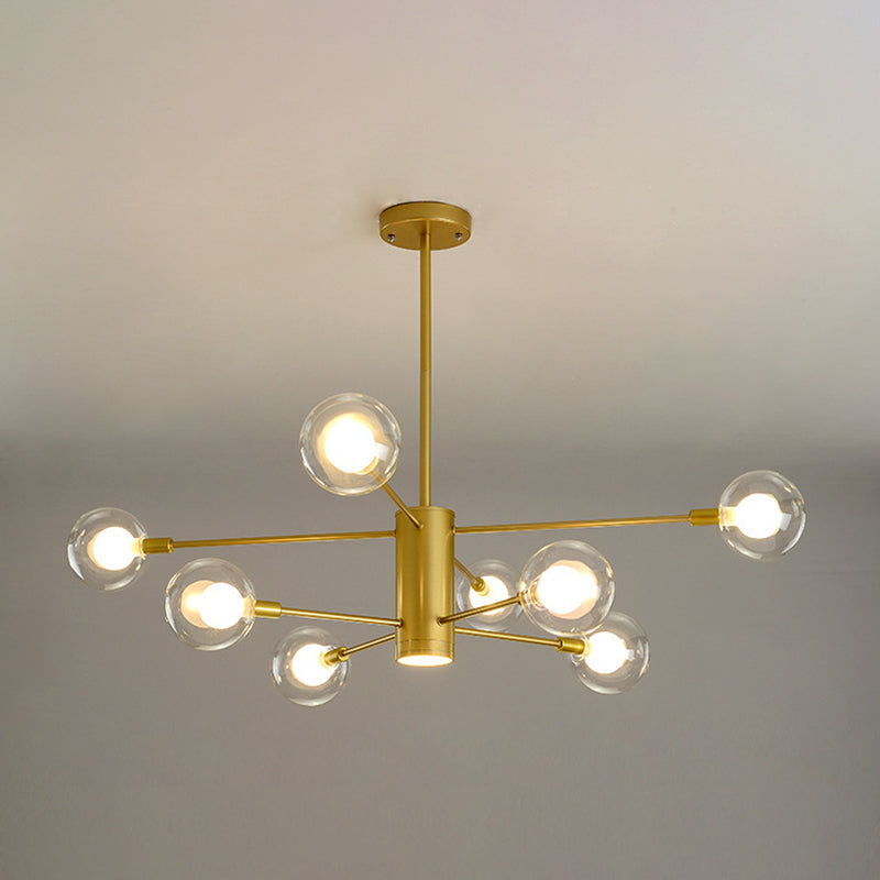 Post-Modern Starburst Hanging Chandelier Light Clear Globe Glass Ceiling Chandelier for Living Room