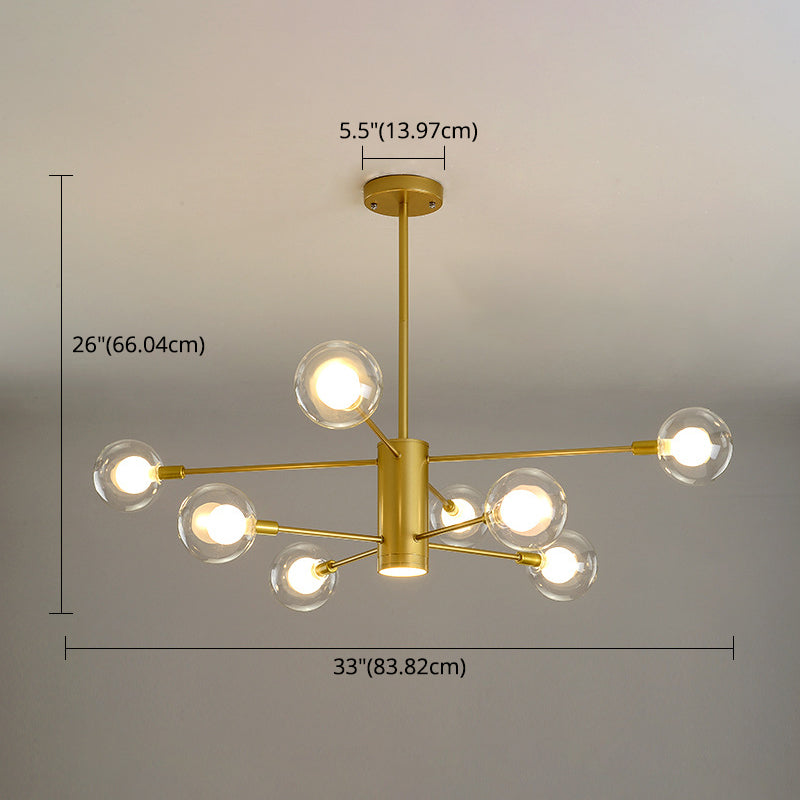 Post-Modern Starburst Hanging Chandelier Light Clear Globe Glass Ceiling Chandelier for Living Room