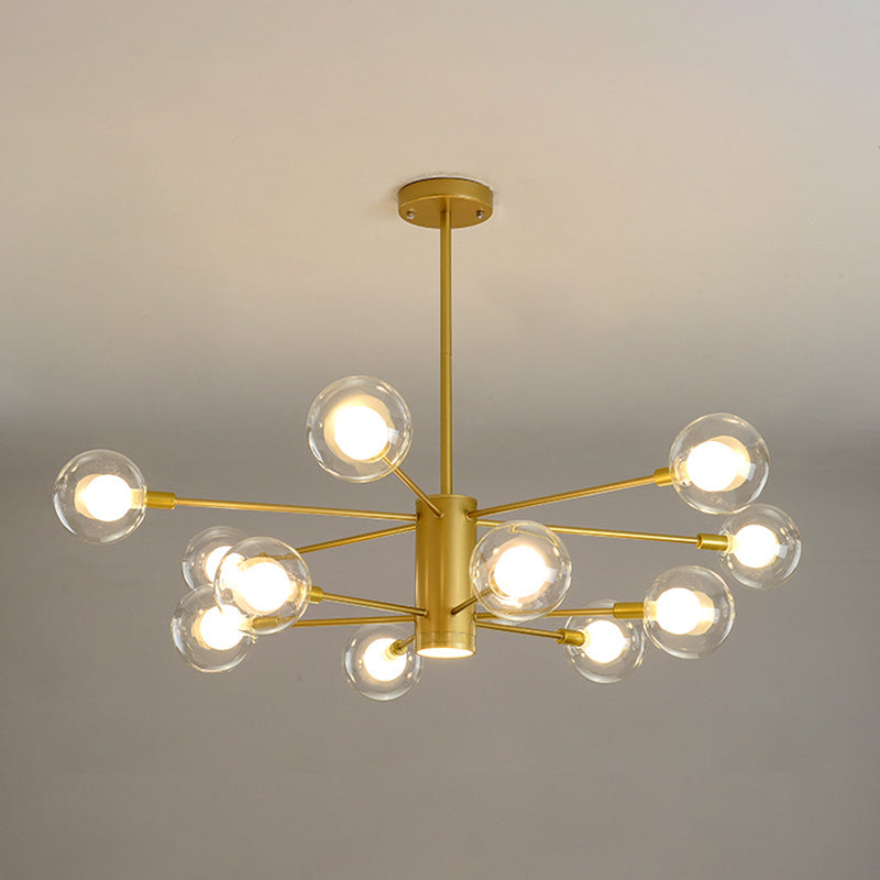 Post-Modern Starburst Hanging Chandelier Light Clear Globe Glass Ceiling Chandelier for Living Room
