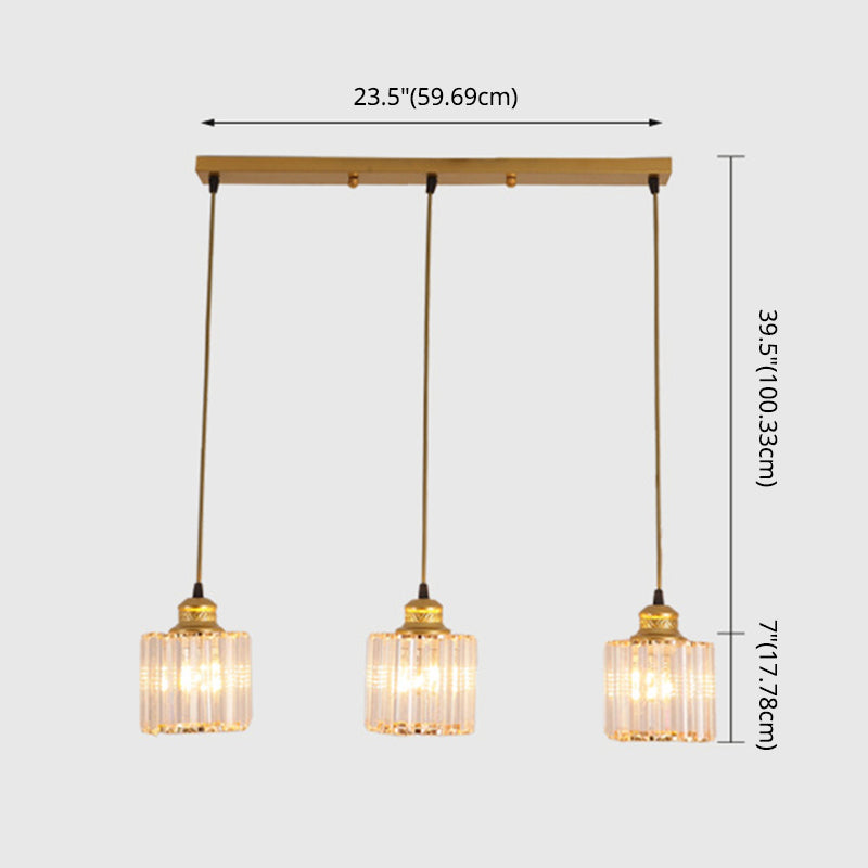 3 luci cilindri multiple lampada a sospensione di vetro a coste industriale luce con cavo sospeso per il ristorante