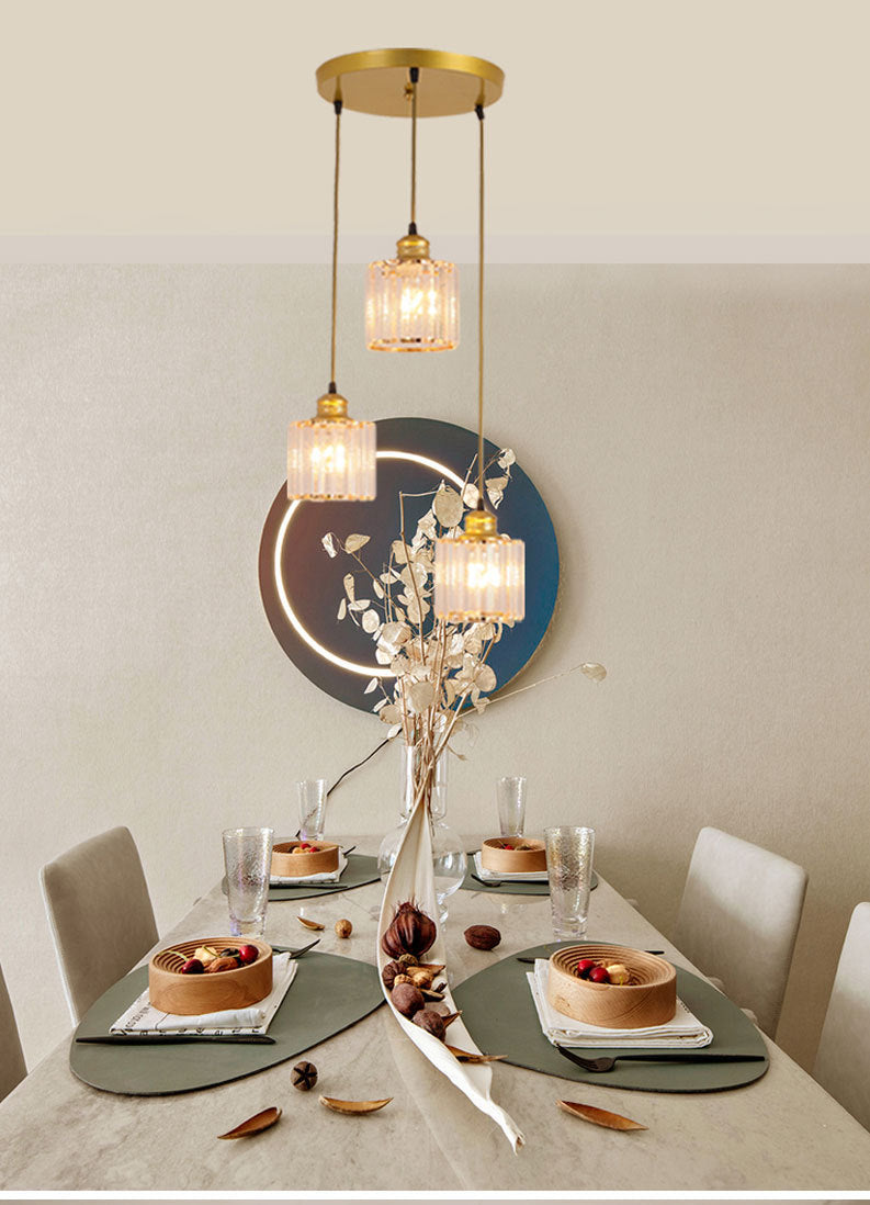 3 luci cilindri multiple lampada a sospensione di vetro a coste industriale luce con cavo sospeso per il ristorante