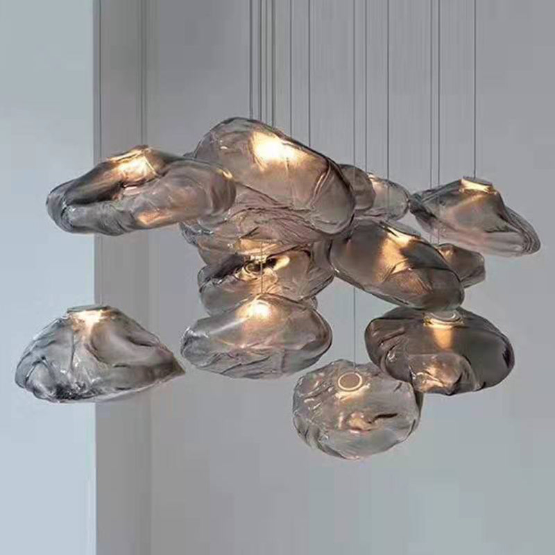 1 Light Bun Hanging Lights Post-Modern Lattice Glass Ceiling Fixture for Restaurant