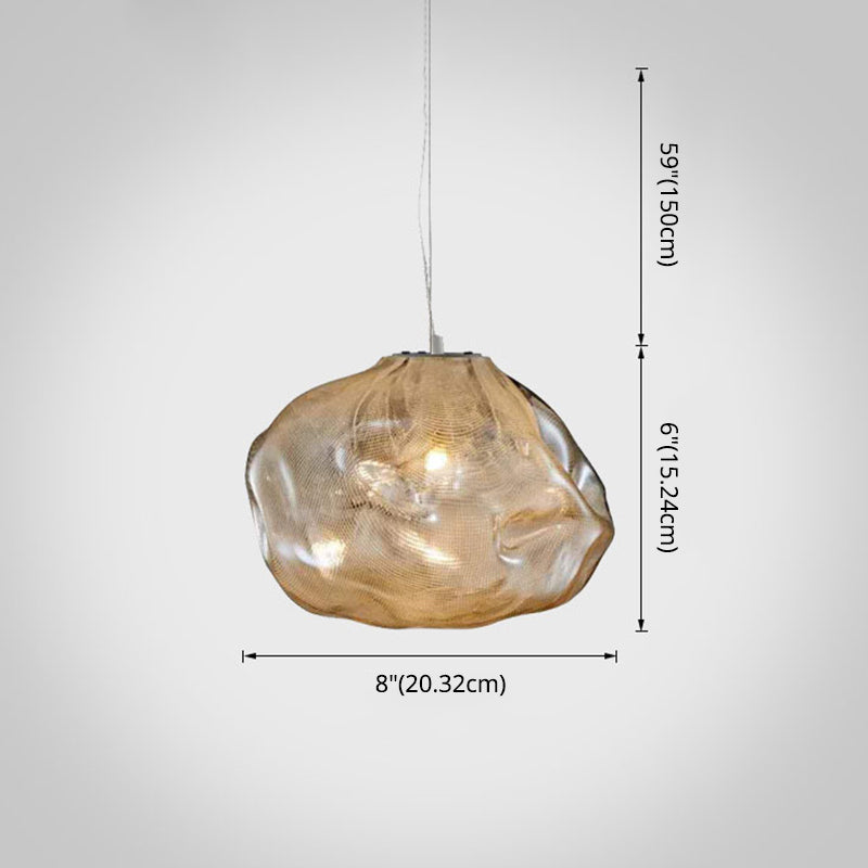 1 Light Bun Hanging Lights Post-Modern Lattice Glass Ceiling Fixture for Restaurant