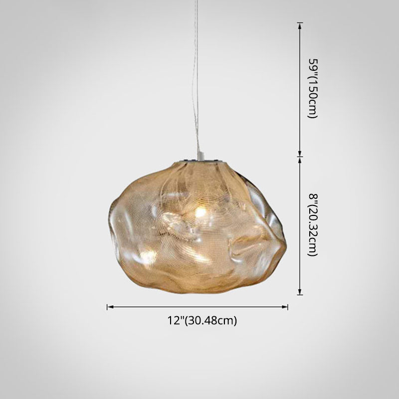 1 Light Bun Hanging Lights Post-Modern Lattice Glass Ceiling Fixture for Restaurant