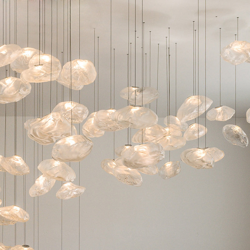 1 Light Bun Hanging Lights Post-Modern Lattice Glass Ceiling Fixture for Restaurant