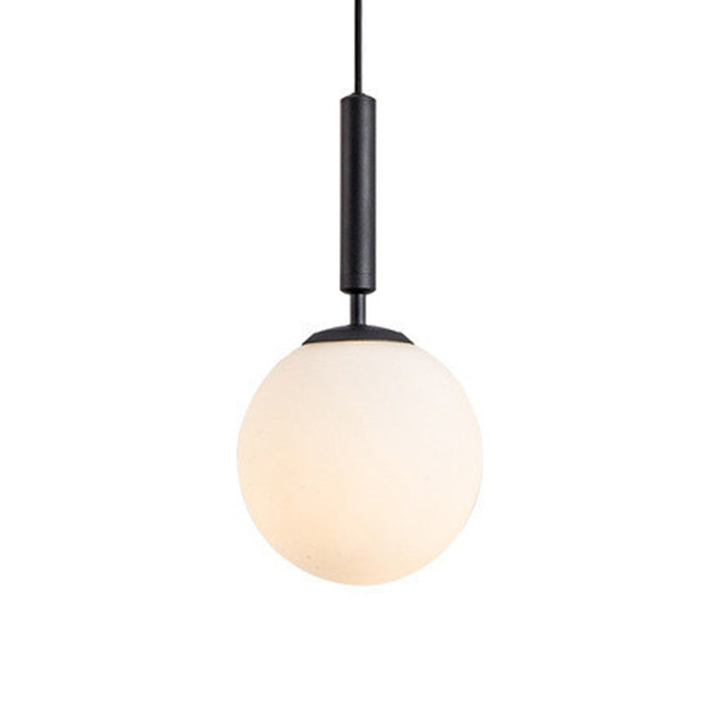 1 Light Sphere Pendant Lighting Mid-Century Modern White Glass Pendant Lighting Fixtures for Restaurant