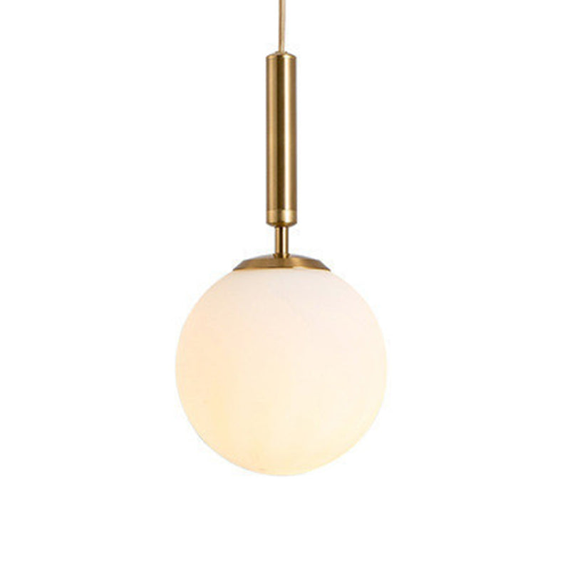 1 Light Sphere Pendant Lighting Mid-Century Modern White Glass Pendant Lighting Fixtures for Restaurant