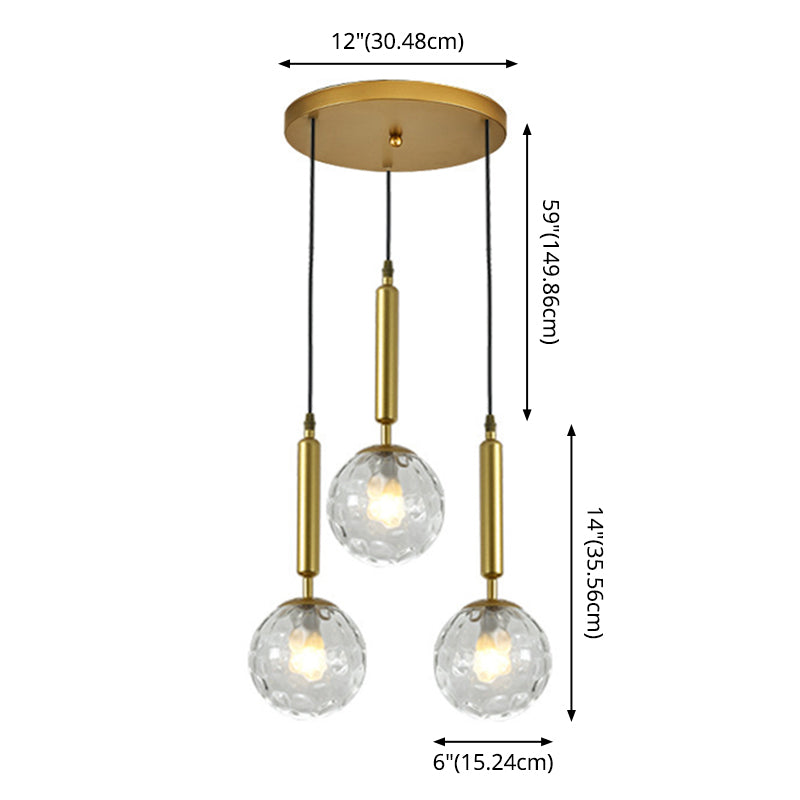 3 Lights Spherical Multi Light Pendant Creative Modern Glass Pendant for Clothing Store