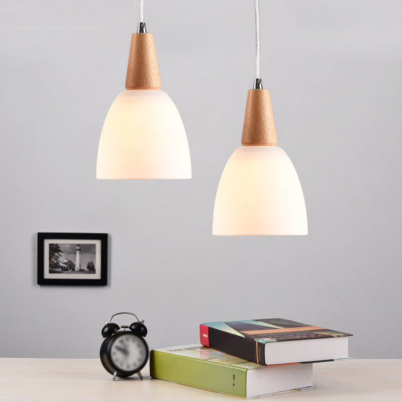 Cone Hanging Pendant Lights Modern Simple White Glass Pendant Ceiling Lights for Restaurant