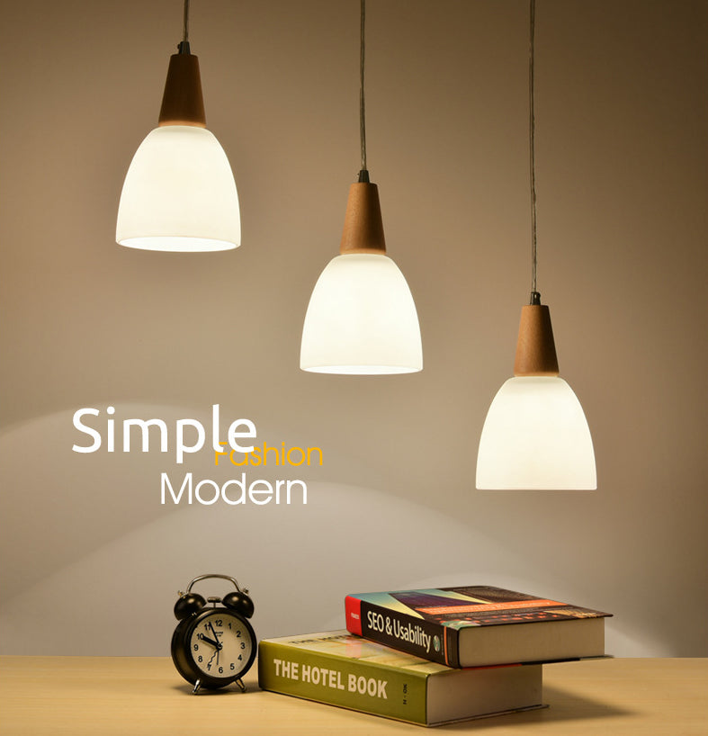 Cone Hanging Pendant Lights Modern Simple White Glass Pendant Ceiling Lights for Restaurant