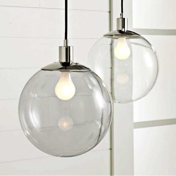 Accensione a ciondolo Globe Industrial 6 "/8"/12 "1 Luce Light Clear Glass Appesi Luce in nero/Chrome
