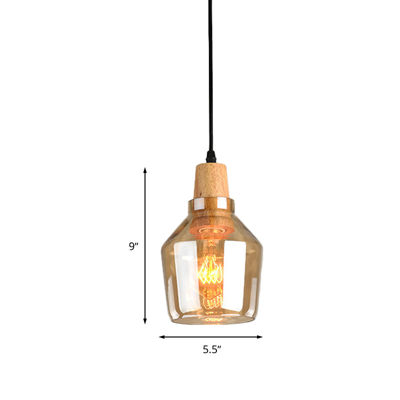 Modern 1 Light Pendant Lamp Amber Glass Shade Barn/Disc/Trifle Hanging Light Kit, 5.5"/7.5"/13" Wide