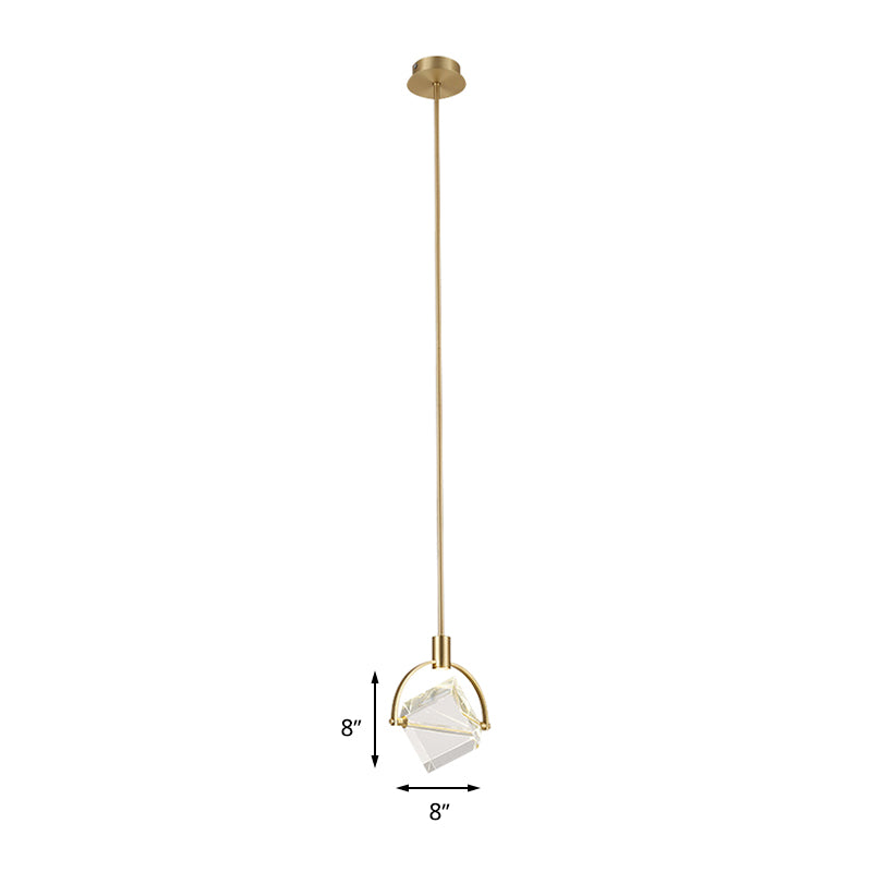 Helder glazen kubieke hangende lampkit eigentijds goud hanglamp plafondlicht voor slaapkamer