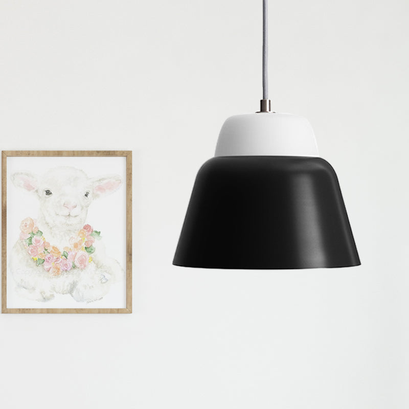 Cone Hanging Light Fixture Macaron Metal 1 Head 6.5"/10.5" Height Pink/Blue/Black Pendant Ceiling Light