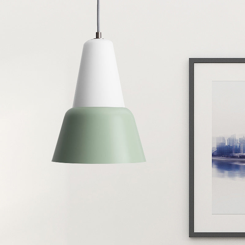 Cone Hanging Light Fixture Macaron Metal 1 Head 6.5"/10.5" Height Pink/Blue/Black Pendant Ceiling Light