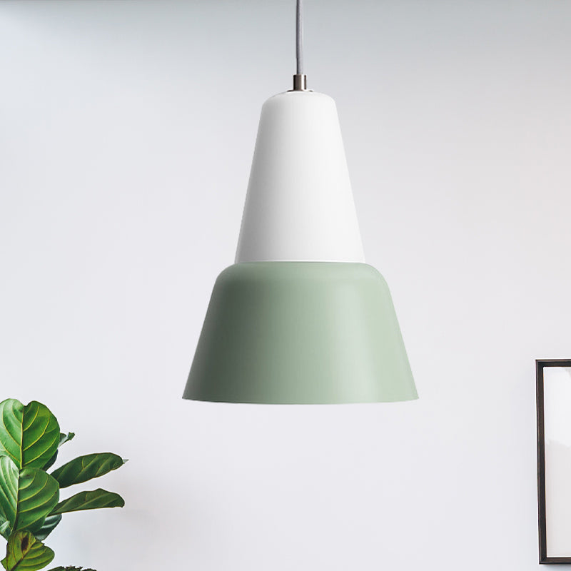 Cone Hanging Light Fixture Macaron Metal 1 Head 6.5"/10.5" Height Pink/Blue/Black Pendant Ceiling Light